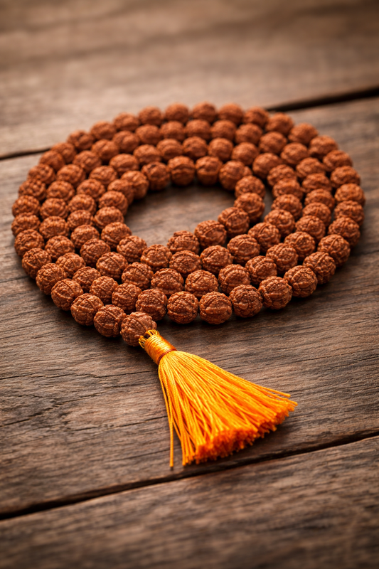 Original Rudraksha Mala 108 Beads – Natural Brown Jaap Mala for Pooja, Meditation & Spiritual Healing