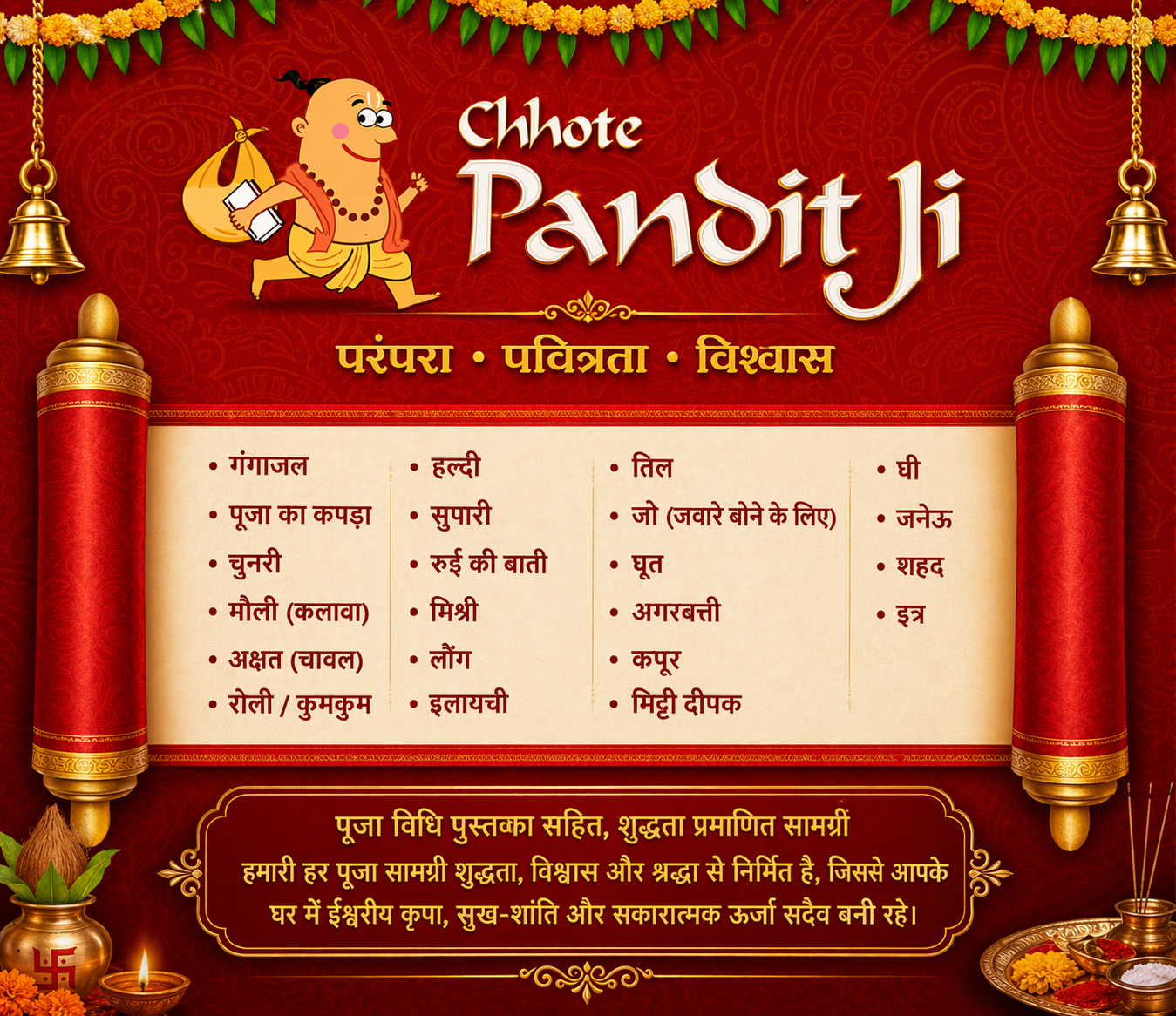 Daily Pooja Kit Box (24 Items) – Complete Pooja Samagri Set with 2 Free Items, Red Box for Home Temple & Rituals