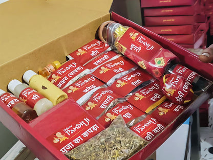 Daily Pooja Kit Box (24 Items) – Complete Pooja Samagri Set with 2 Free Items, Red Box for Home Temple & Rituals