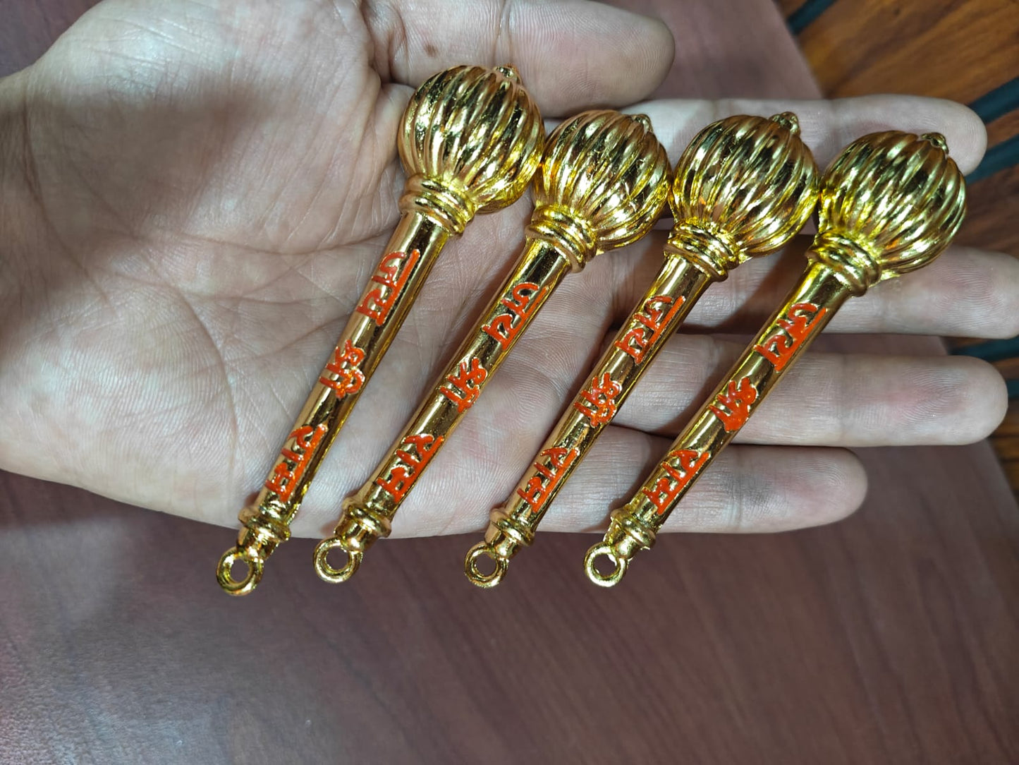 Hanuman Astra Golden Keychain for Pooja – Sacred Bajrangbali Symbol, Protection & Positivity Charm, 60GM Spiritual Gift Item