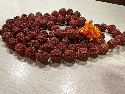 Original Rudraksha Mala 108 Beads – Natural Brown Jaap Mala for Pooja, Meditation & Spiritual Healing